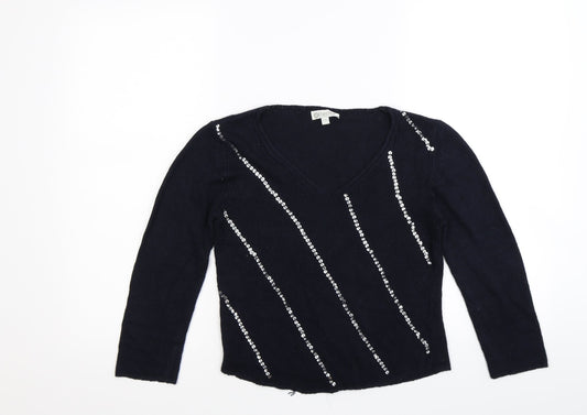 Alterna Womens Blue  Knit Pullover Jumper Size XS