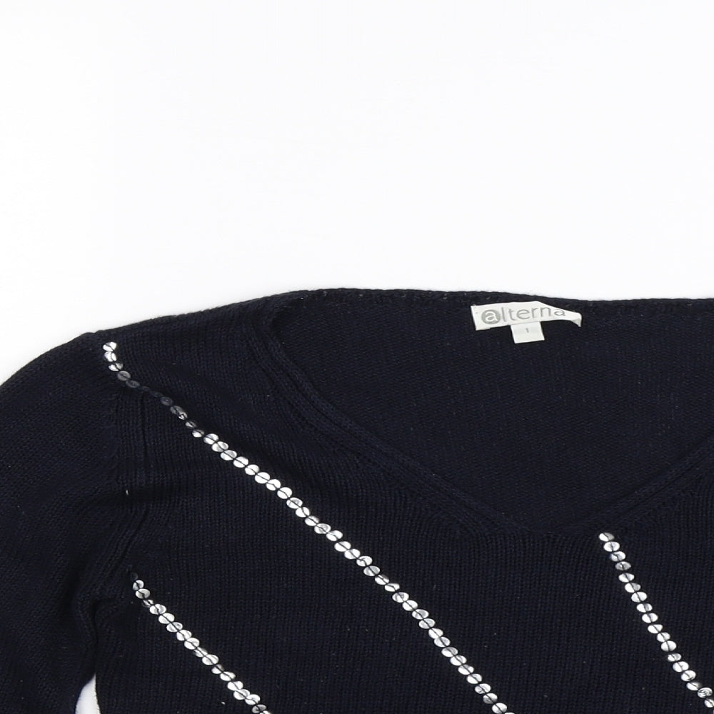 Alterna Womens Blue  Knit Pullover Jumper Size XS