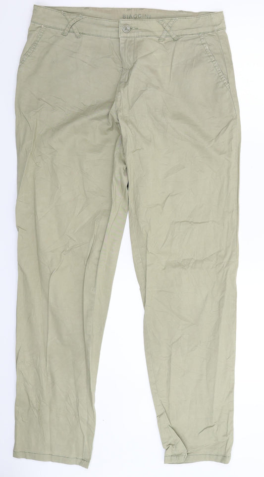 Biaggini Womens Green  Denim Straight Jeans Size 12 L31 in
