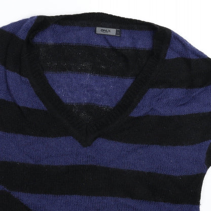 Only Womens Multicoloured Striped Knit Pullover Jumper Size L