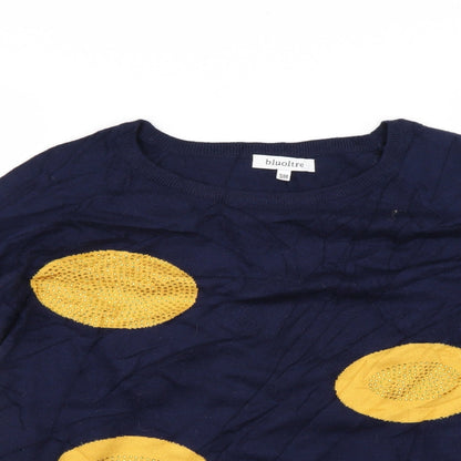 Preloved Bluoltre Womens Blue Polka Dot  Pullover Jumper Size M - Detail