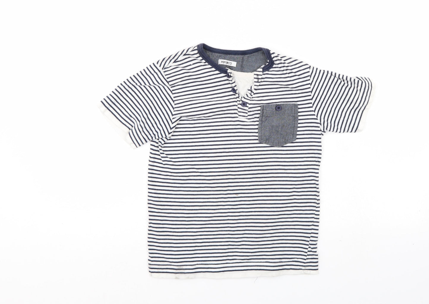 Pep & Co Boys Blue Striped  Basic Casual Size 9-10 Years