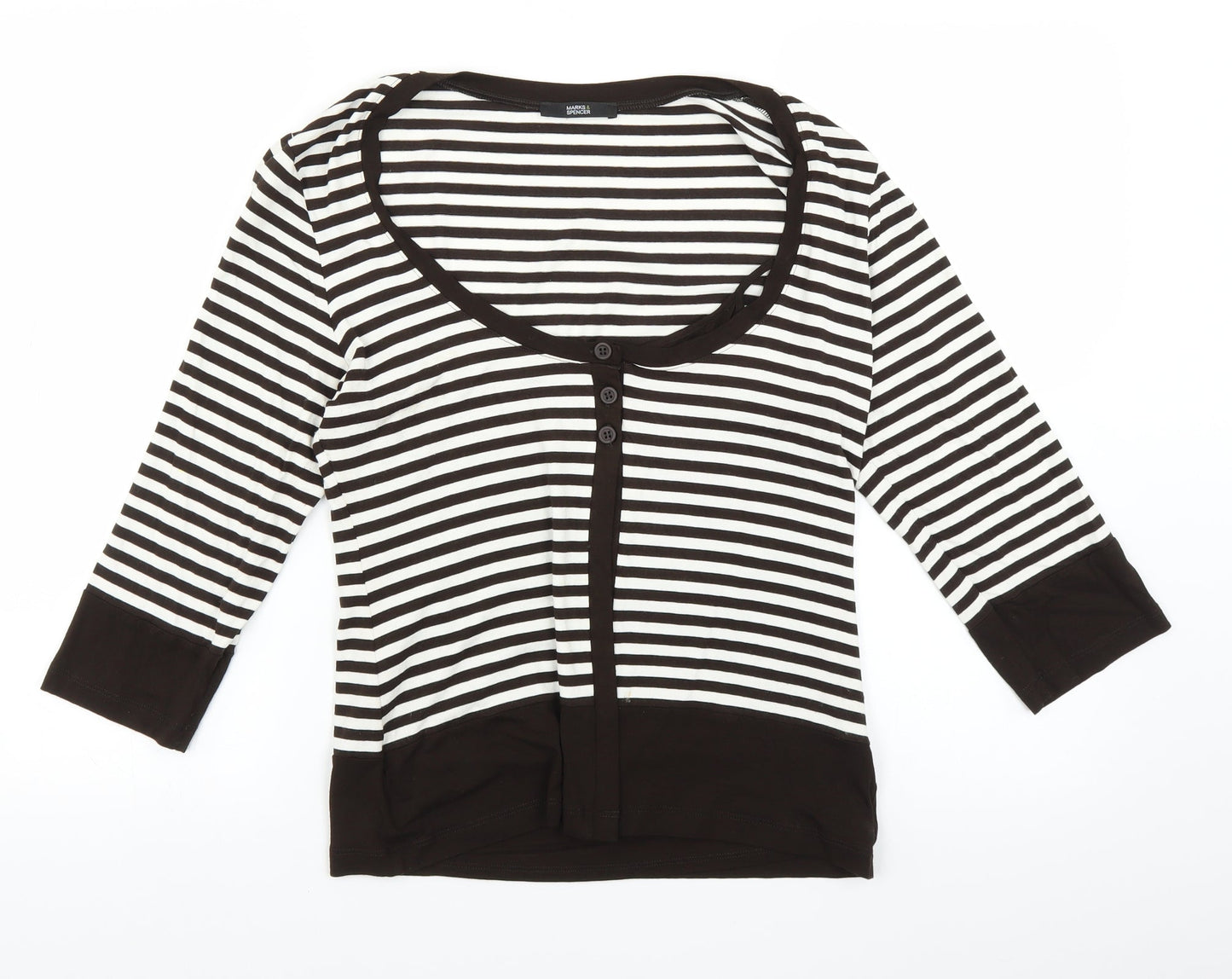 Marks and Spencer Womens Brown Striped  Basic Blouse Size 12