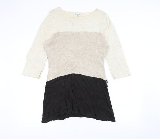 Kaliko Womens White Striped  Pullover Jumper Size 14