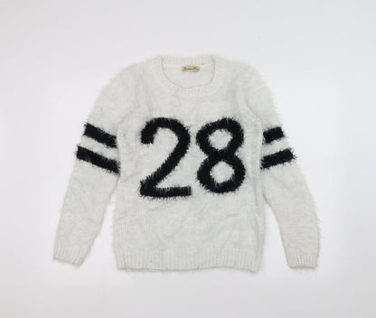 Cameo Rose Womens White Knit Pullover Jumper Size M