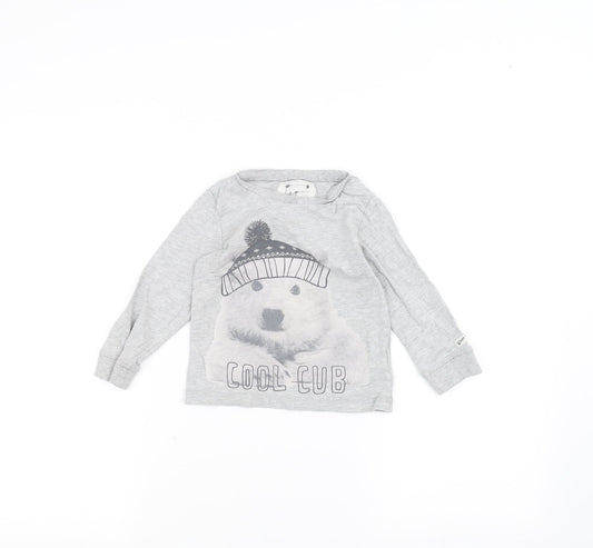 Mothercare Baby Grey   Basic T-Shirt Size 18-24 Months  - Polar Bear