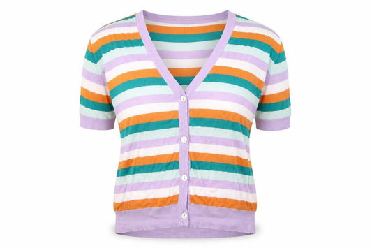 Estelle Womens Multicoloured Striped  Cardigan Jumper Size L