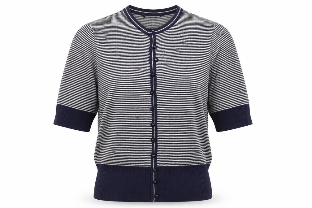 Dorothy Perkins Womens Blue Striped  Cardigan Jumper Size 10