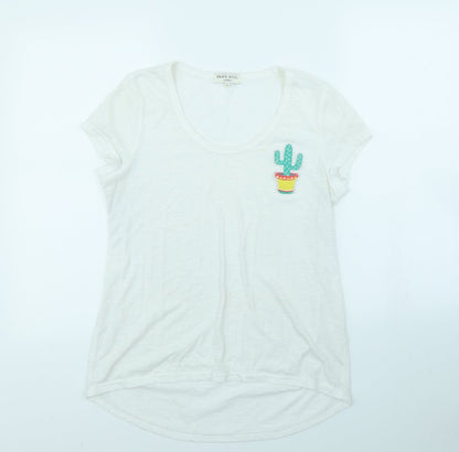 Preloved Brave Soul Womens White   Basic T-Shirt Size S  - Cactus - Front