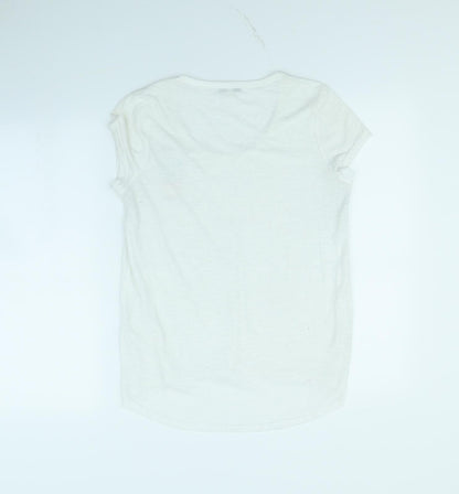 Preloved Brave Soul Womens White   Basic T-Shirt Size S  - Cactus - Back