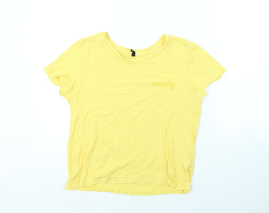 Sinsay Womens Yellow   Cropped T-Shirt Size L