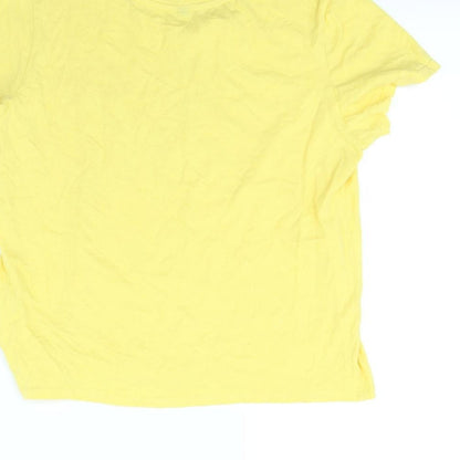 Sinsay Womens Yellow   Cropped T-Shirt Size L