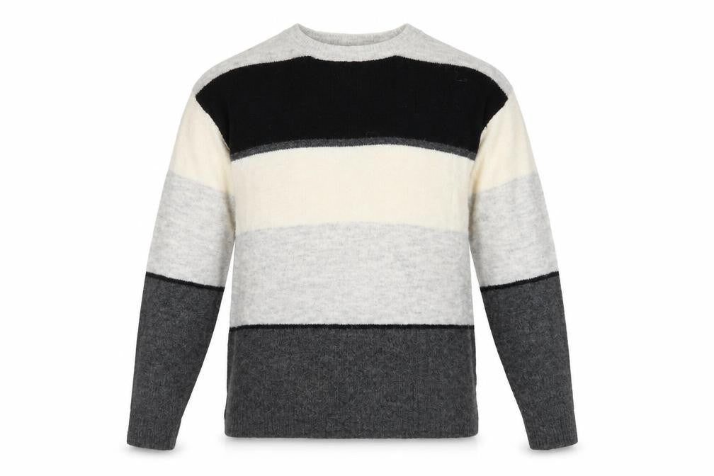 H&M Mens Grey Striped Knit Pullover Jumper Size S