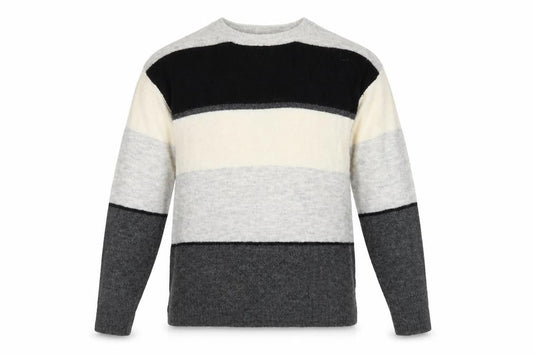 H&M Mens Grey Striped Knit Pullover Jumper Size S