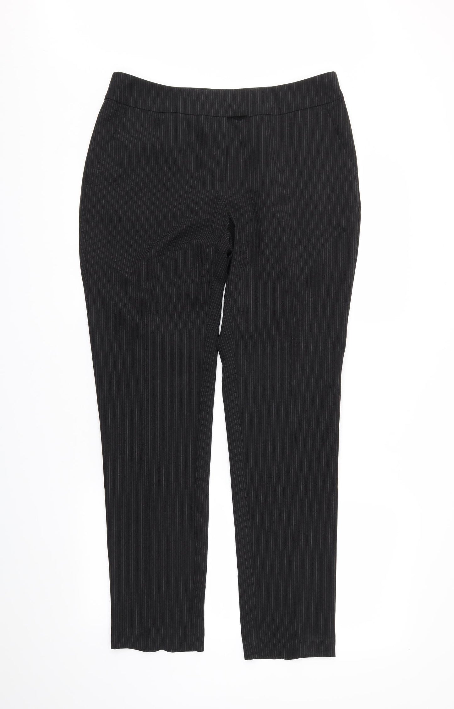 Papaya Womens Black Striped  Trousers  Size 12 L29 in