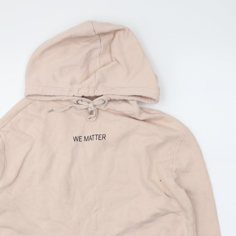 H&M Womens Pink   Pullover Hoodie Size M  - CROPPED