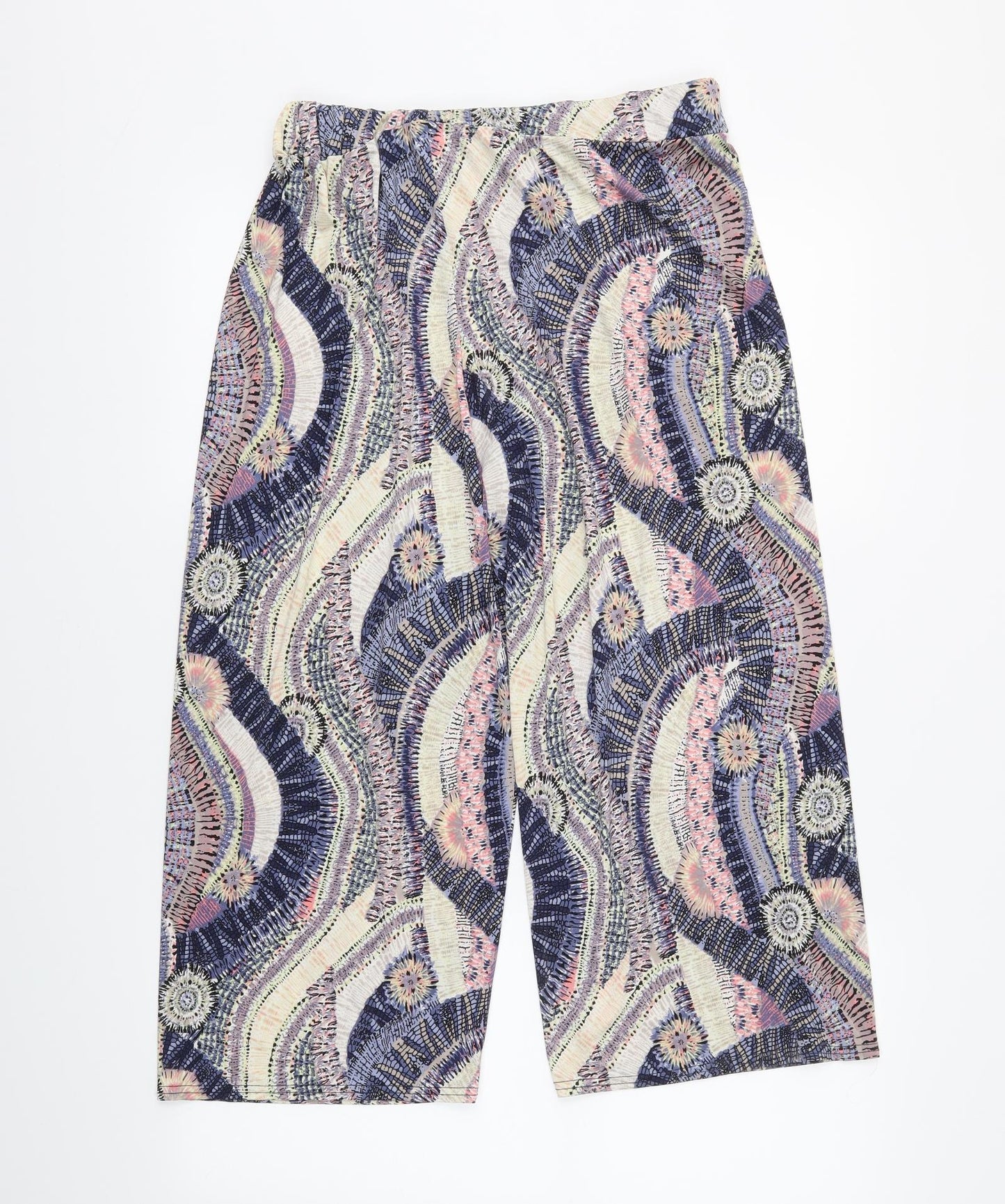 Preworn Womens Blue Geometric  Cropped Trousers Size S L29 in