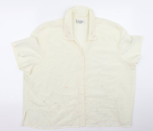 sara o neal Womens White   Basic Button-Up Size 16