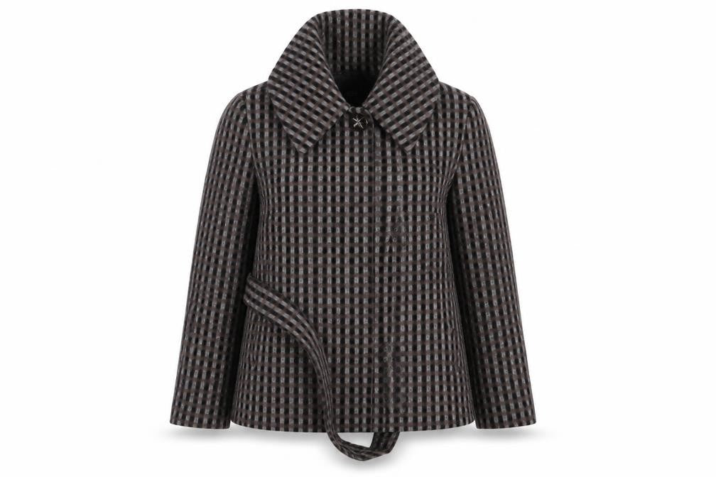 m&s Womens Brown Check  Overcoat Jacket Size 14
