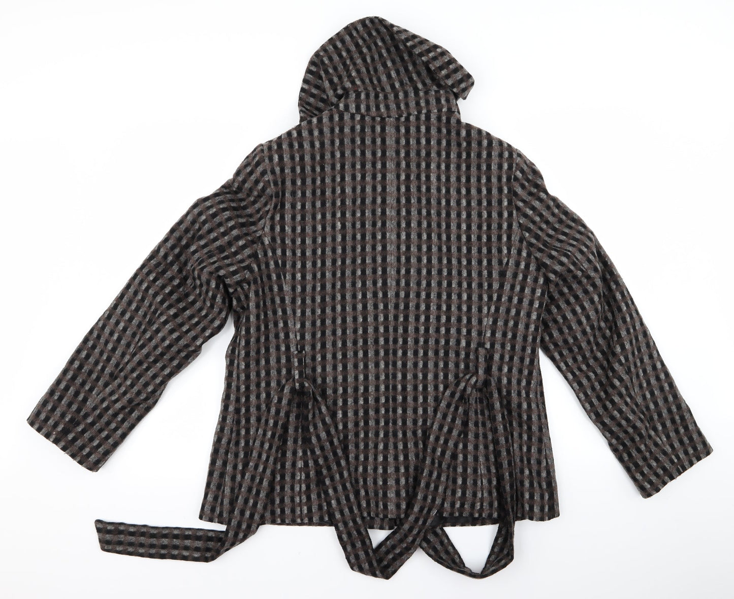m&s Womens Brown Check  Overcoat Jacket Size 14