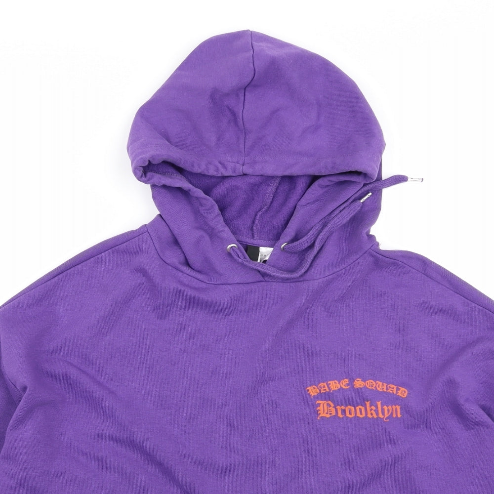 Preworn Womens Purple Plaid  Pullover Hoodie Size 16