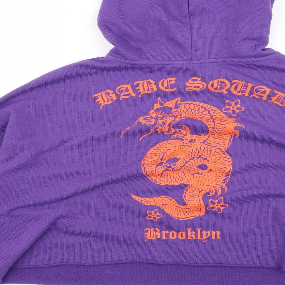 Preworn Womens Purple Plaid  Pullover Hoodie Size 16