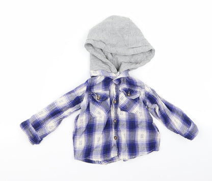 Preloved Preworn Baby Blue Check  Jacket  Size 12 Months - Front