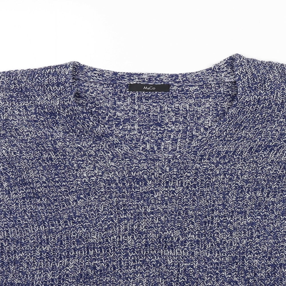 M&Co Womens Blue Herringbone  Pullover Jumper Size 12