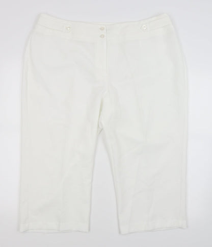 Bonmarché Womens White Cropped Trousers Size 20 L20 in