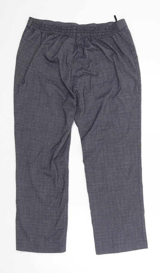 Marks & Spencer Womens Blue Check  Trousers  Size 14 L25 in