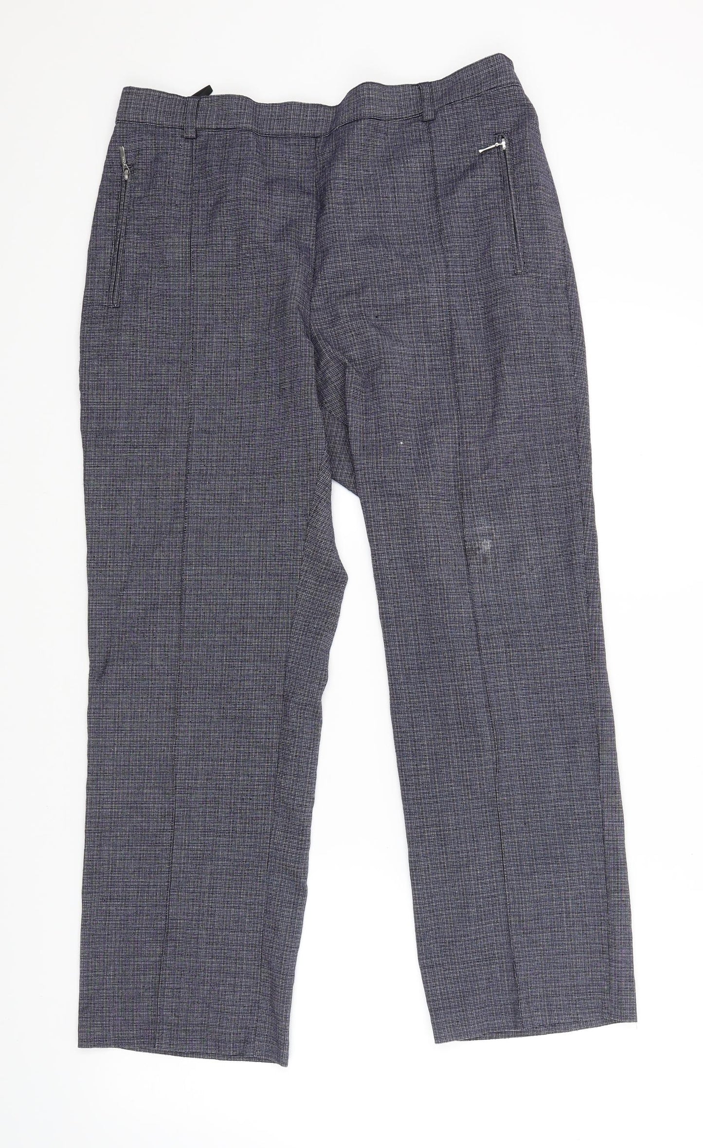 Marks & Spencer Womens Blue Check  Trousers  Size 14 L25 in