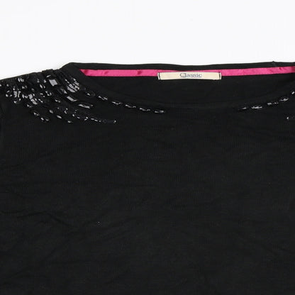 Preloved M&S Womens Black  Knit Pullover Jumper Size 8  - Embellished - Detail