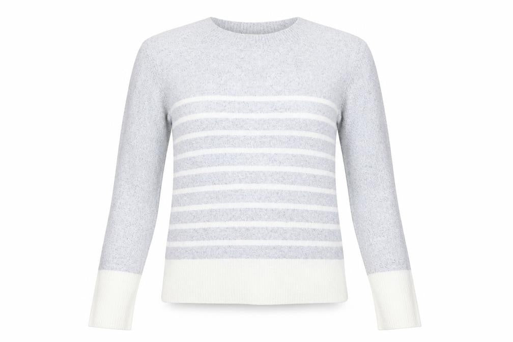 Oasis Womens Grey Striped  Pullover Jumper Size XS