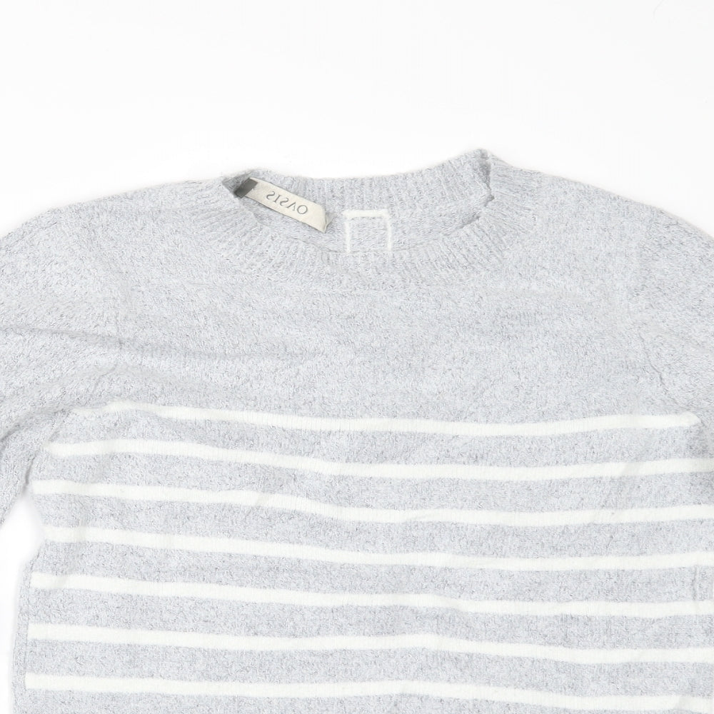 Oasis Womens Grey Striped  Pullover Jumper Size XS