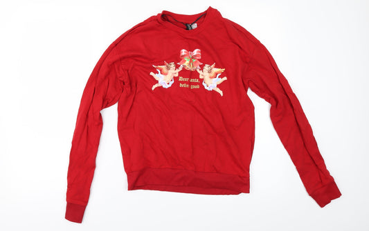 Divided by H&M` Womens Red   Pullover Sweatshirt Size XS  - DEAR SANTA DEFINE GOOD