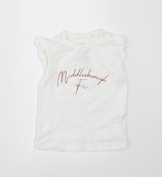 Middlesbrough Fc Baby White   Basic T-Shirt Size 3-6 Months  - Middlesbrough Football Club
