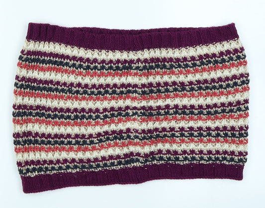 George Womens Purple Striped Knit  Scarf