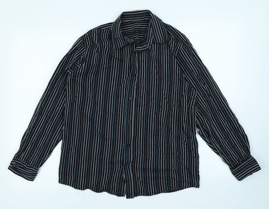 Matalan Boys Black Striped  Basic Button-Up Size 12-13 Years