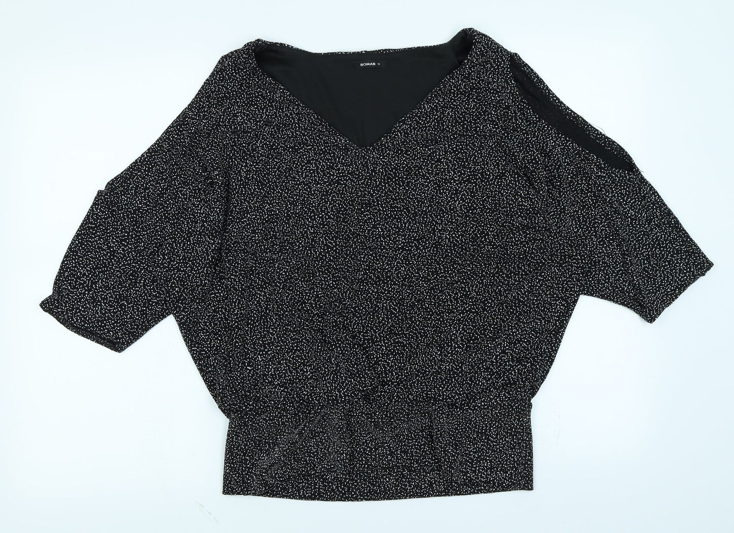 Roman Womens Black   Basic T-Shirt Size 12