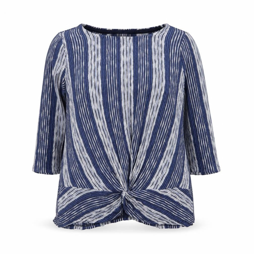W5 Womens Blue Striped  Basic T-Shirt Size M