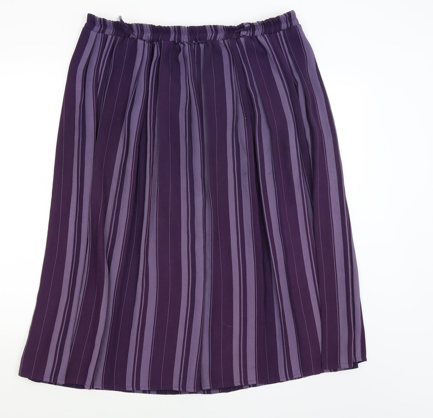 Preworn Womens Purple Striped  Pleated Skirt Size L