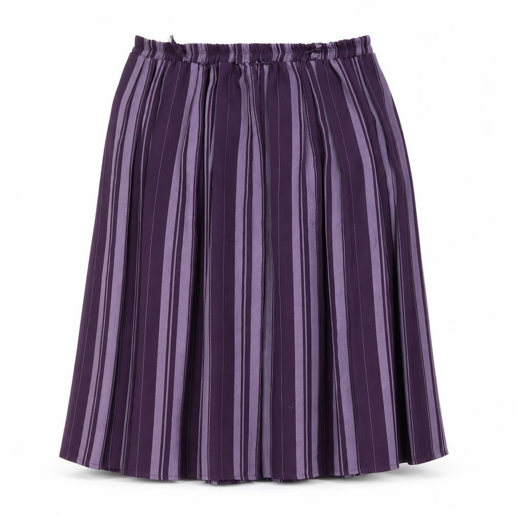 Preworn Womens Purple Striped  Pleated Skirt Size L