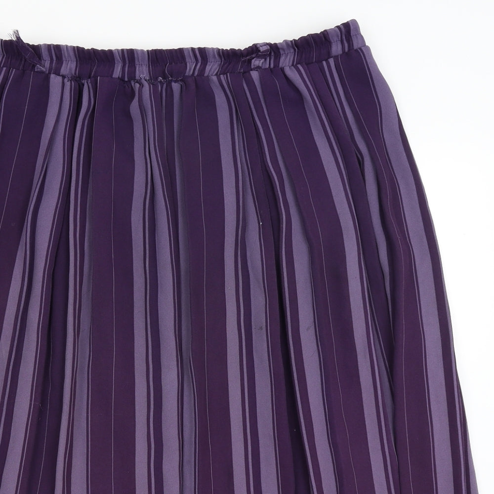 Preworn Womens Purple Striped  Pleated Skirt Size L