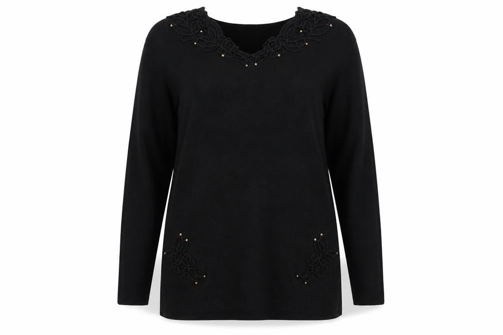 Pom Pom  Womens Black   Pullover Jumper Size 14