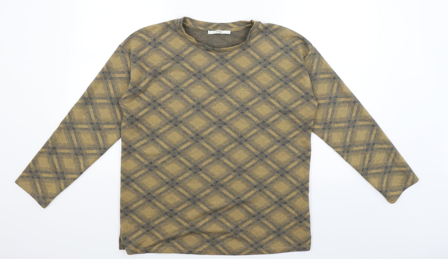 George Womens Yellow Argyle/Diamond  Pullover Jumper Size 12