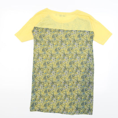 Next Womens Yellow Floral  Basic T-Shirt Size 6