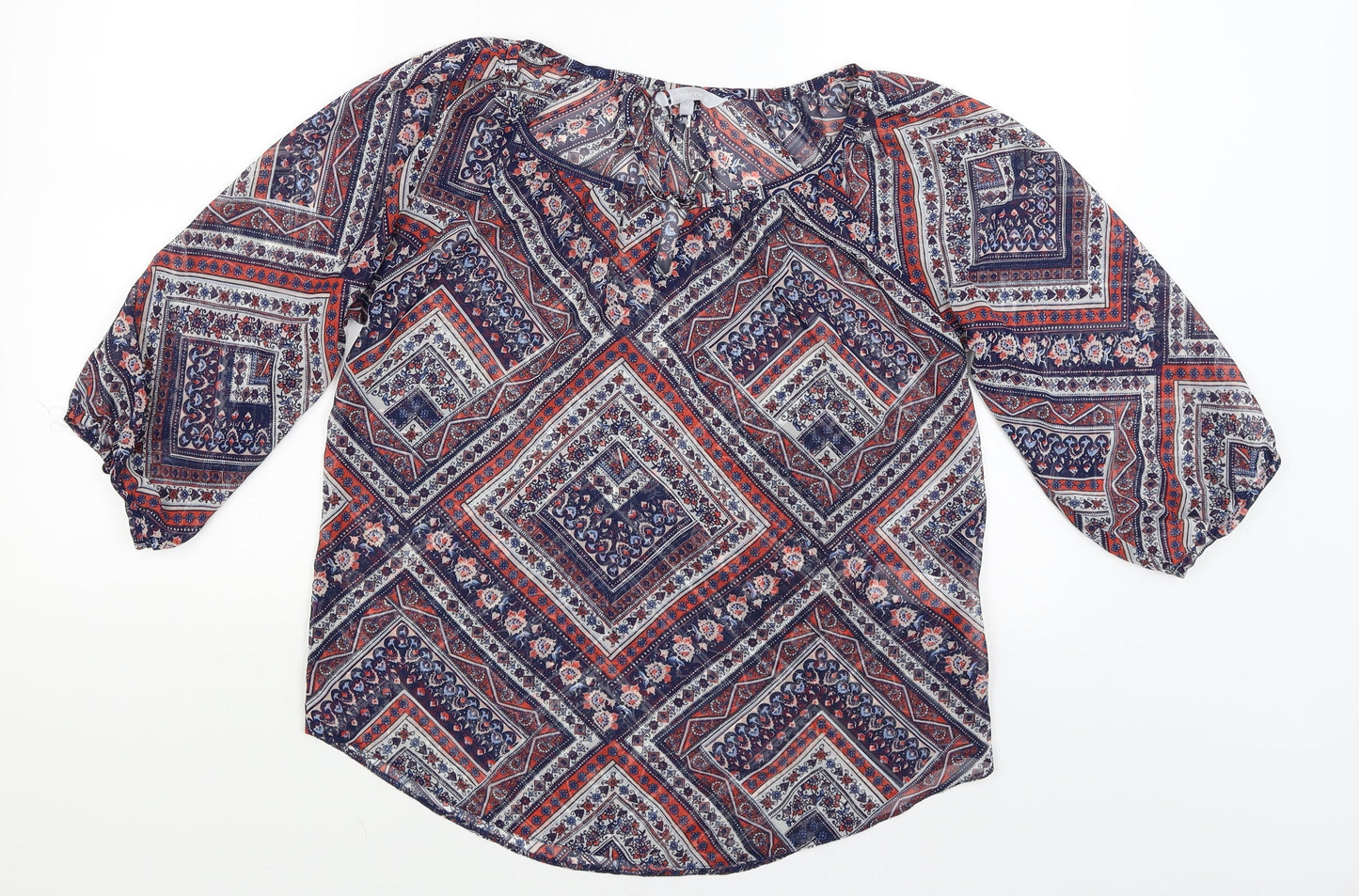 Red Herring Womens Blue Floral  Basic Blouse Size 10