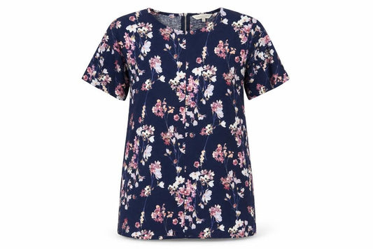 F&F Womens Blue Floral  Tunic T-Shirt Size 8