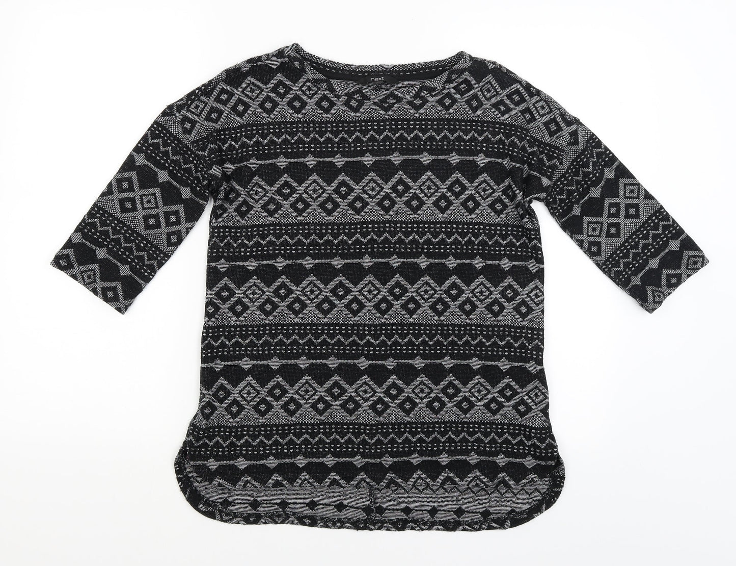 NEXT Womens Black Geometric  Basic T-Shirt Size 6