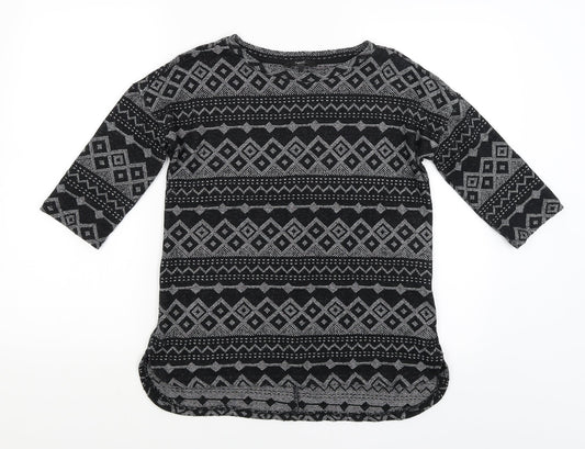 NEXT Womens Black Geometric  Basic T-Shirt Size 6